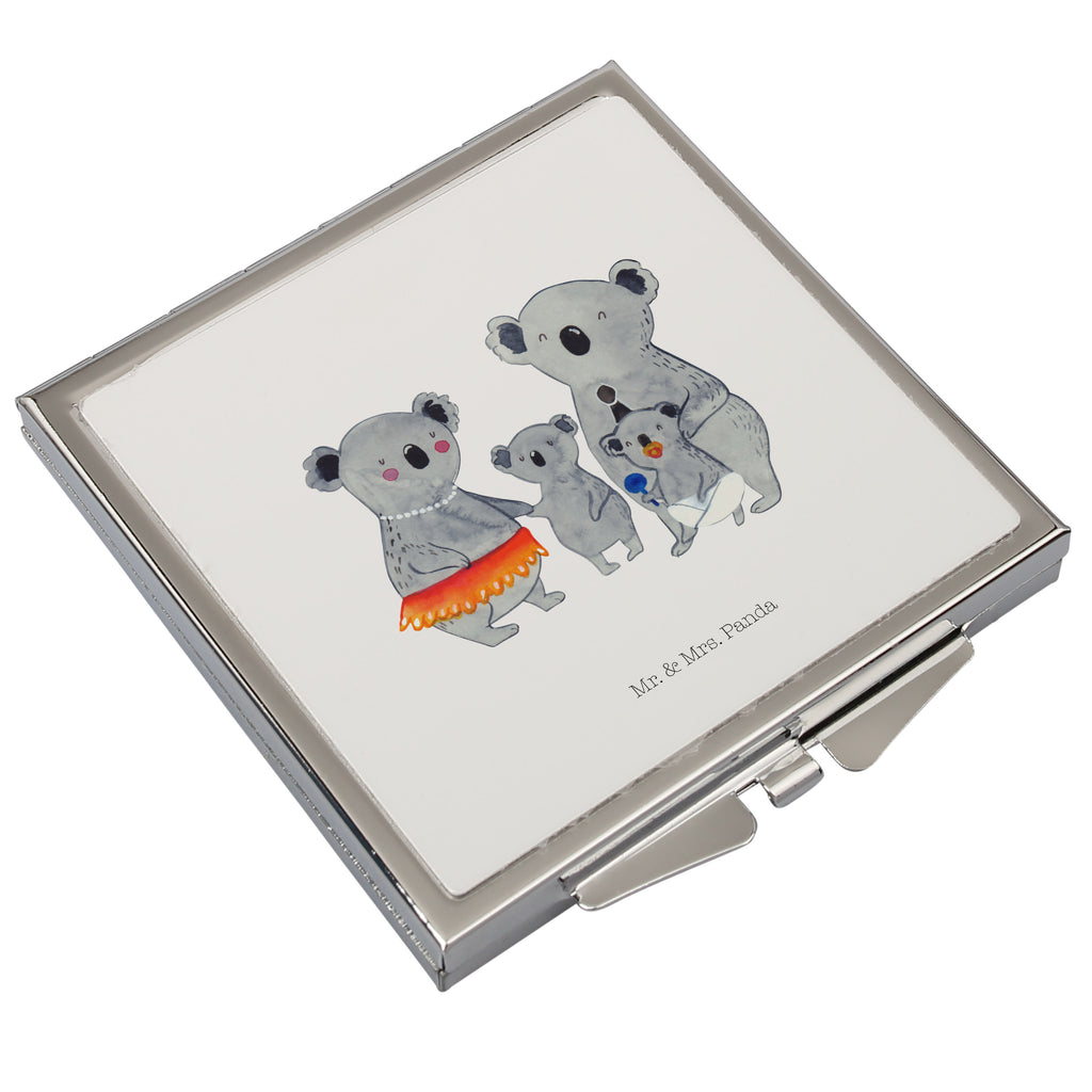 Handtaschenspiegel quadratisch Koala Familie Spiegel, Handtasche, Quadrat, silber, schminken, Schminkspiegel, Familie, Vatertag, Muttertag, Bruder, Schwester, Mama, Papa, Oma, Opa, Koala, Koalas, Family, Kinder, Geschwister, Familienleben