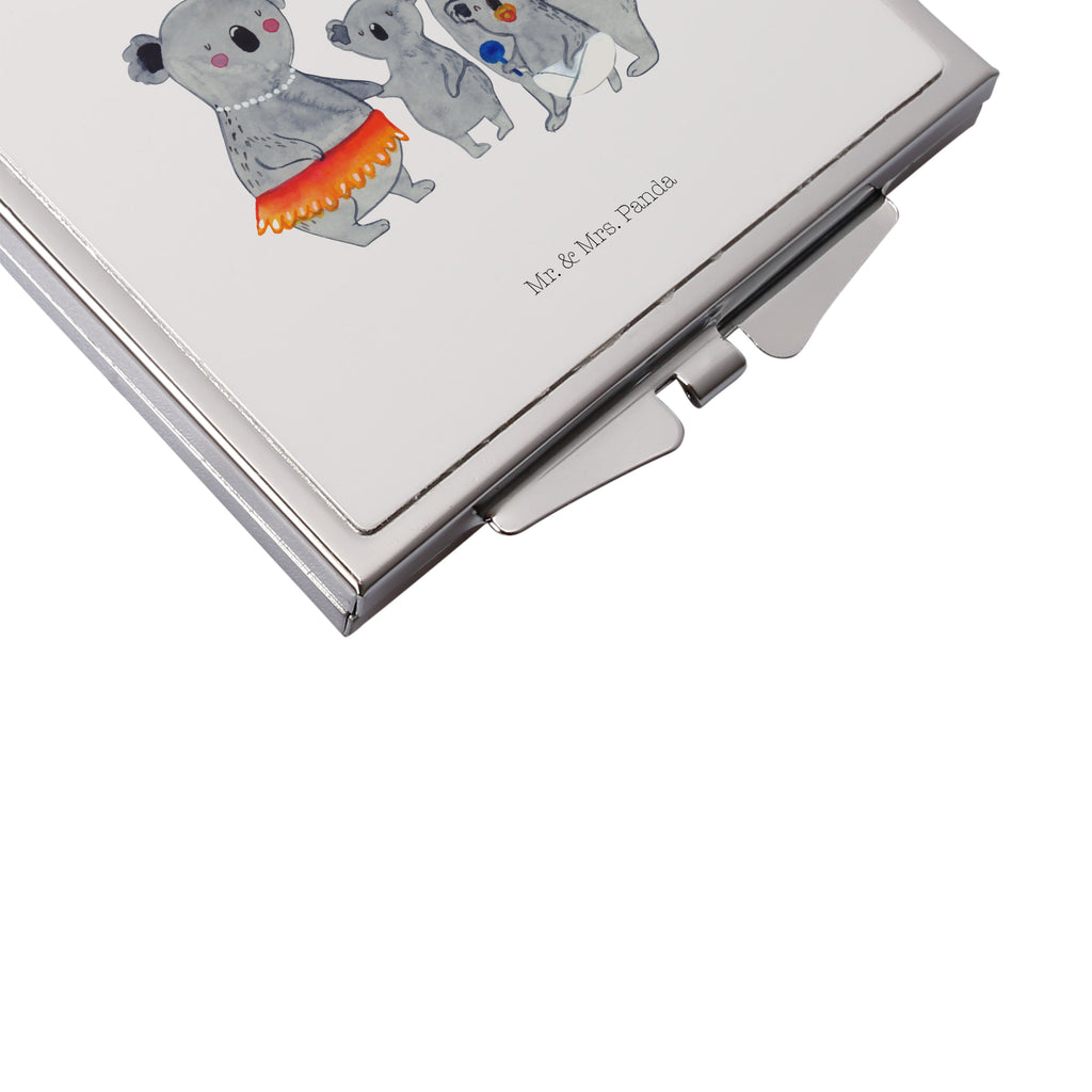 Handtaschenspiegel quadratisch Koala Familie Spiegel, Handtasche, Quadrat, silber, schminken, Schminkspiegel, Familie, Vatertag, Muttertag, Bruder, Schwester, Mama, Papa, Oma, Opa, Koala, Koalas, Family, Kinder, Geschwister, Familienleben