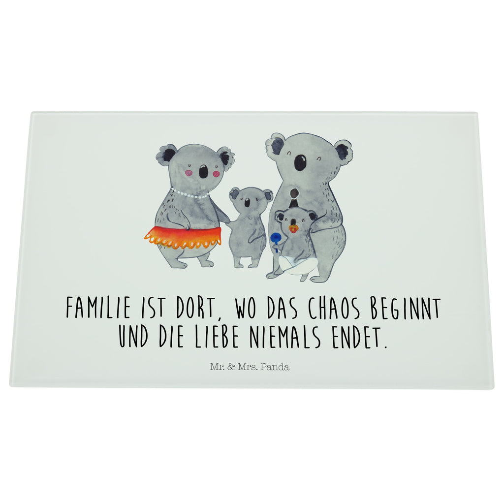 Medium Glas Schneidbrett Koala Familie Glasschneidebrett, Schneidebrett, Familie, Vatertag, Muttertag, Bruder, Schwester, Mama, Papa, Oma, Opa, Koala, Koalas, Family, Kinder, Geschwister, Familienleben