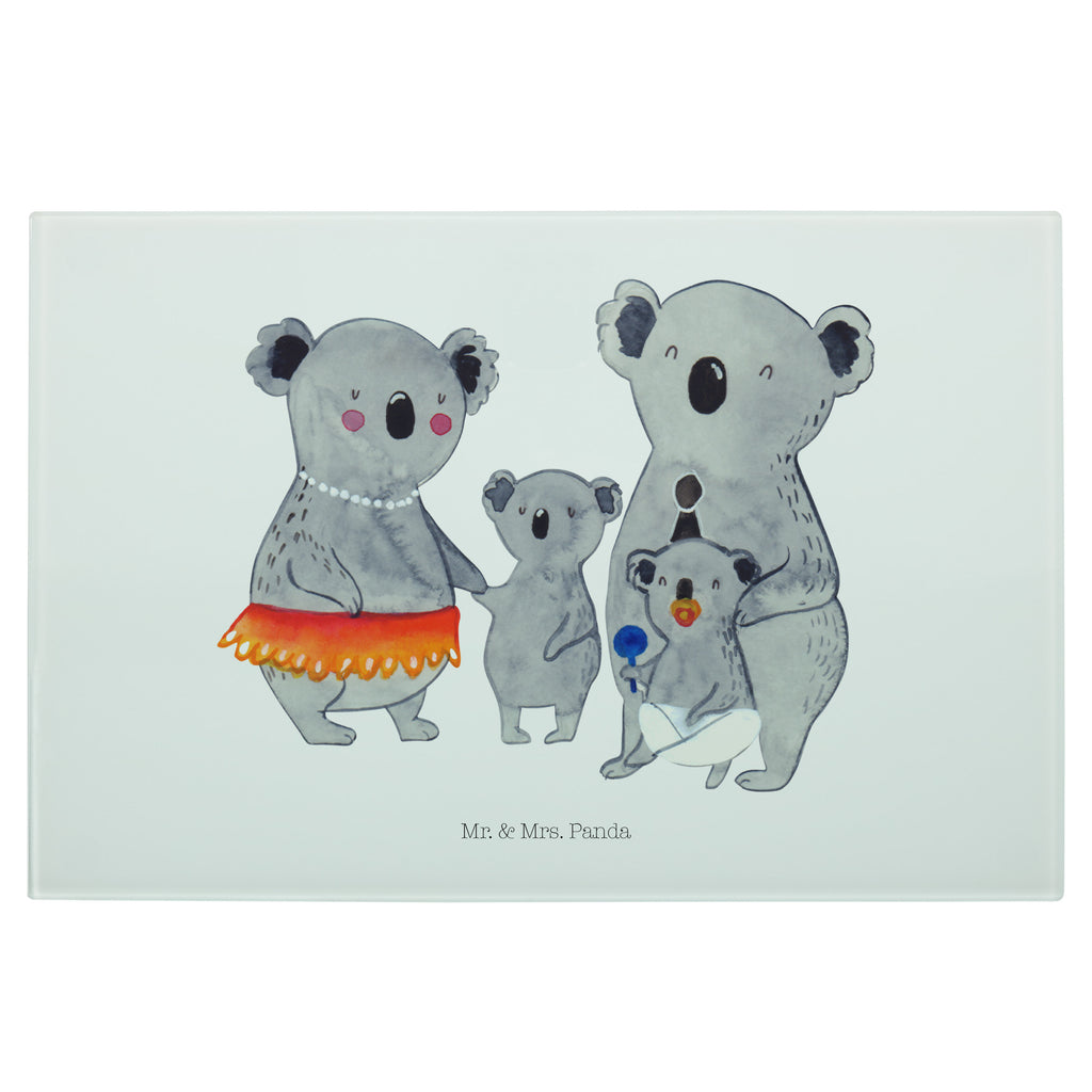 Medium Glas Schneidbrett Koala Familie Glasschneidebrett, Schneidebrett, Familie, Vatertag, Muttertag, Bruder, Schwester, Mama, Papa, Oma, Opa, Koala, Koalas, Family, Kinder, Geschwister, Familienleben