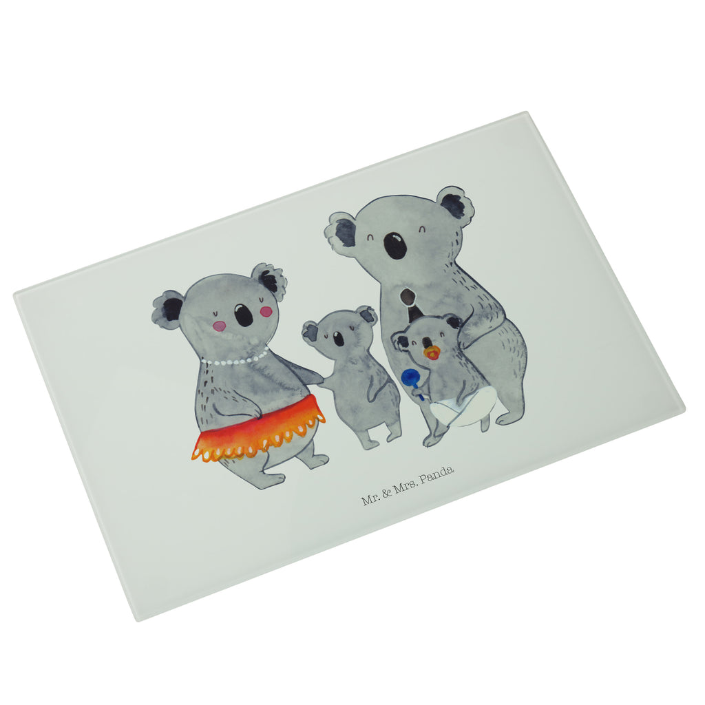 Medium Glas Schneidbrett Koala Familie Glasschneidebrett, Schneidebrett, Familie, Vatertag, Muttertag, Bruder, Schwester, Mama, Papa, Oma, Opa, Koala, Koalas, Family, Kinder, Geschwister, Familienleben