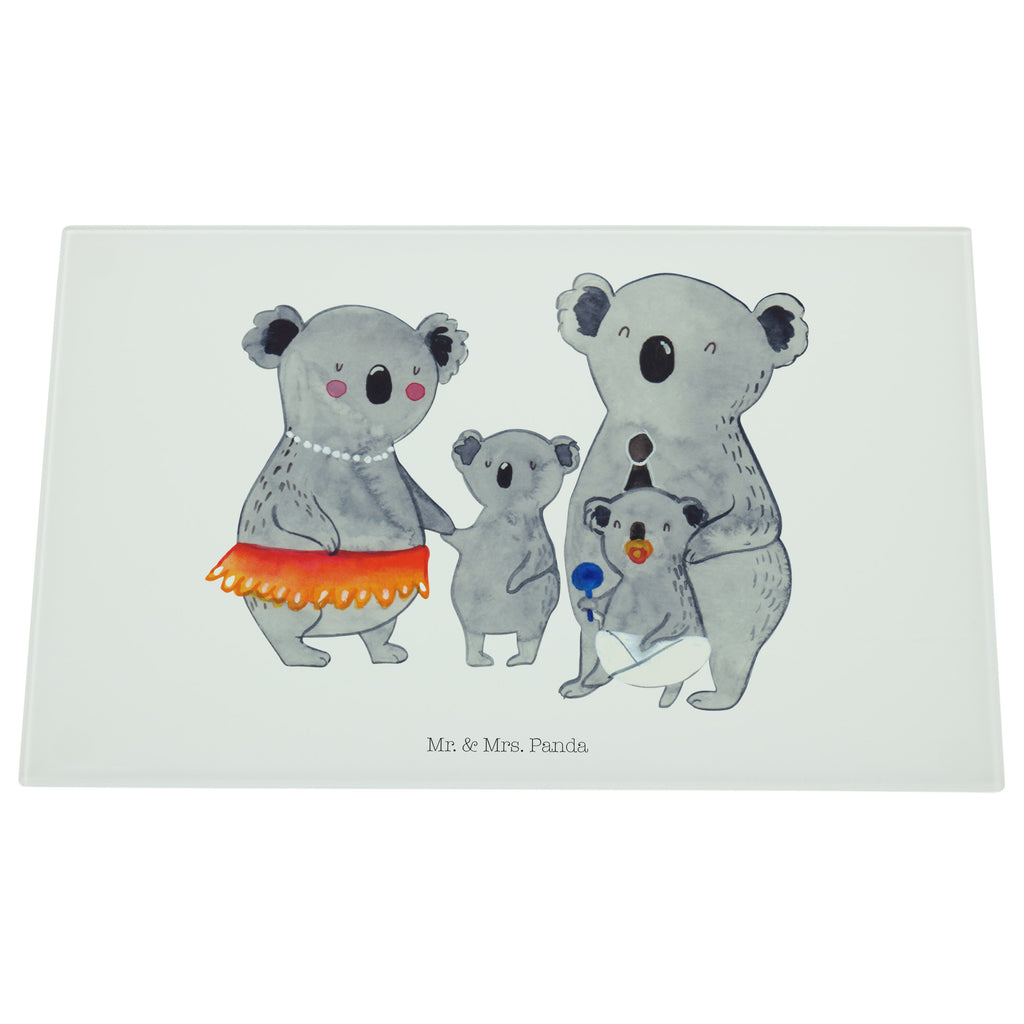 Medium Glas Schneidbrett Koala Familie Glasschneidebrett, Schneidebrett, Familie, Vatertag, Muttertag, Bruder, Schwester, Mama, Papa, Oma, Opa, Koala, Koalas, Family, Kinder, Geschwister, Familienleben