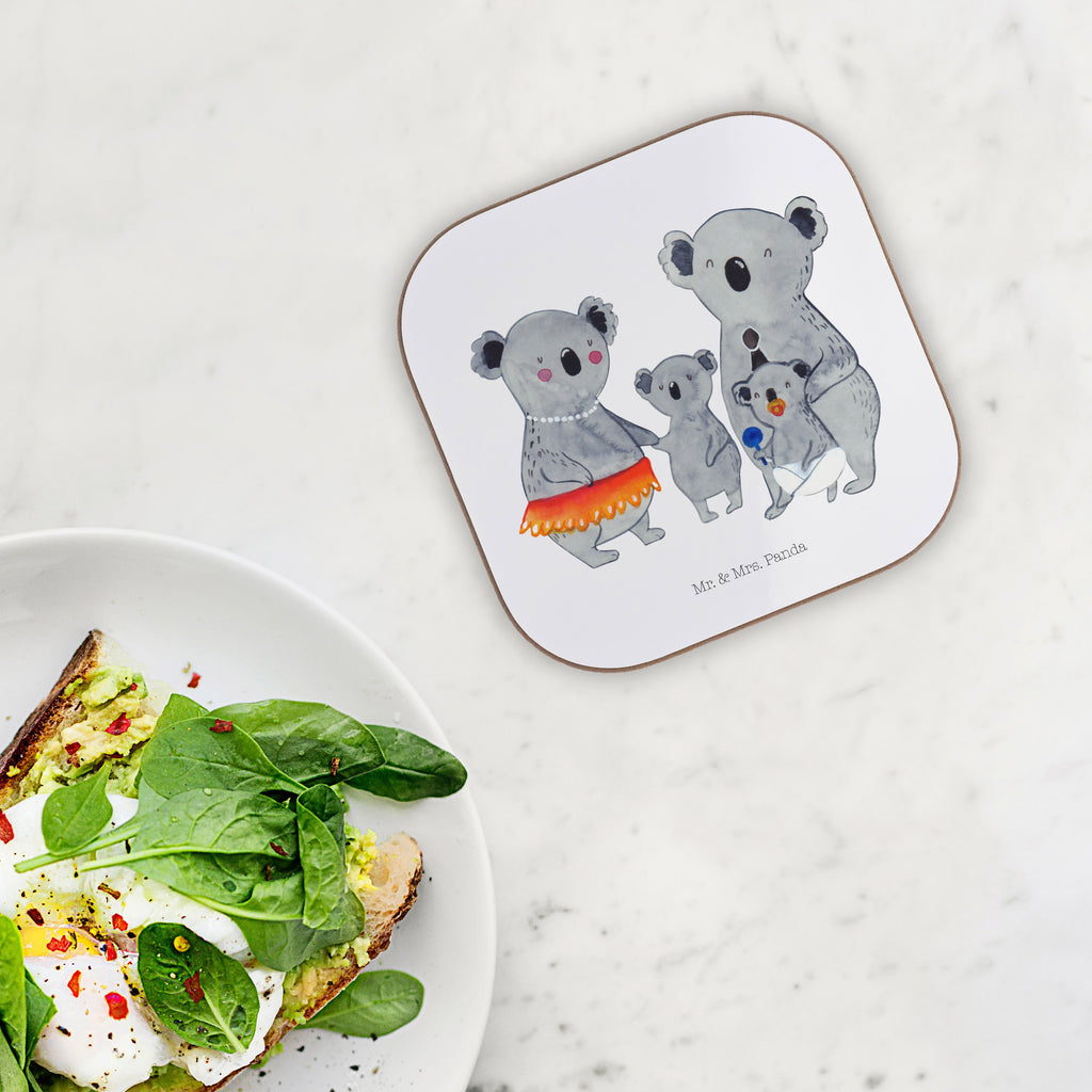 Quadratische Untersetzer Koala Familie Bierdeckel, Glasuntersetzer, Untersetzer Gläser, Getränkeuntersetzer, Familie, Vatertag, Muttertag, Bruder, Schwester, Mama, Papa, Oma, Opa, Koala, Koalas, Family, Kinder, Geschwister, Familienleben