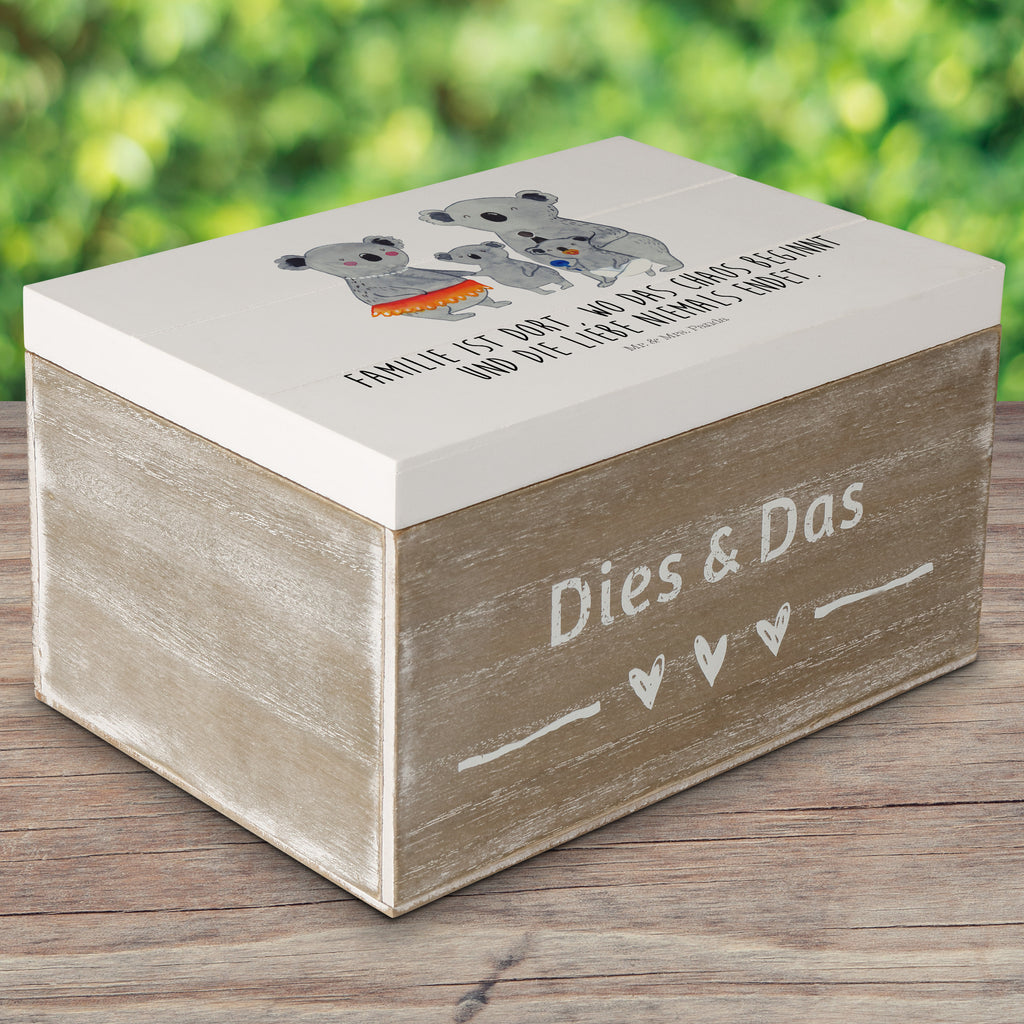 Holzkiste Koala Familie Holzkiste, Kiste, Schatzkiste, Truhe, Schatulle, XXL, Erinnerungsbox, Erinnerungskiste, Dekokiste, Aufbewahrungsbox, Familie, Vatertag, Muttertag, Bruder, Schwester, Mama, Papa, Oma, Opa, Koala, Koalas, Family, Kinder, Geschwister, Familienleben