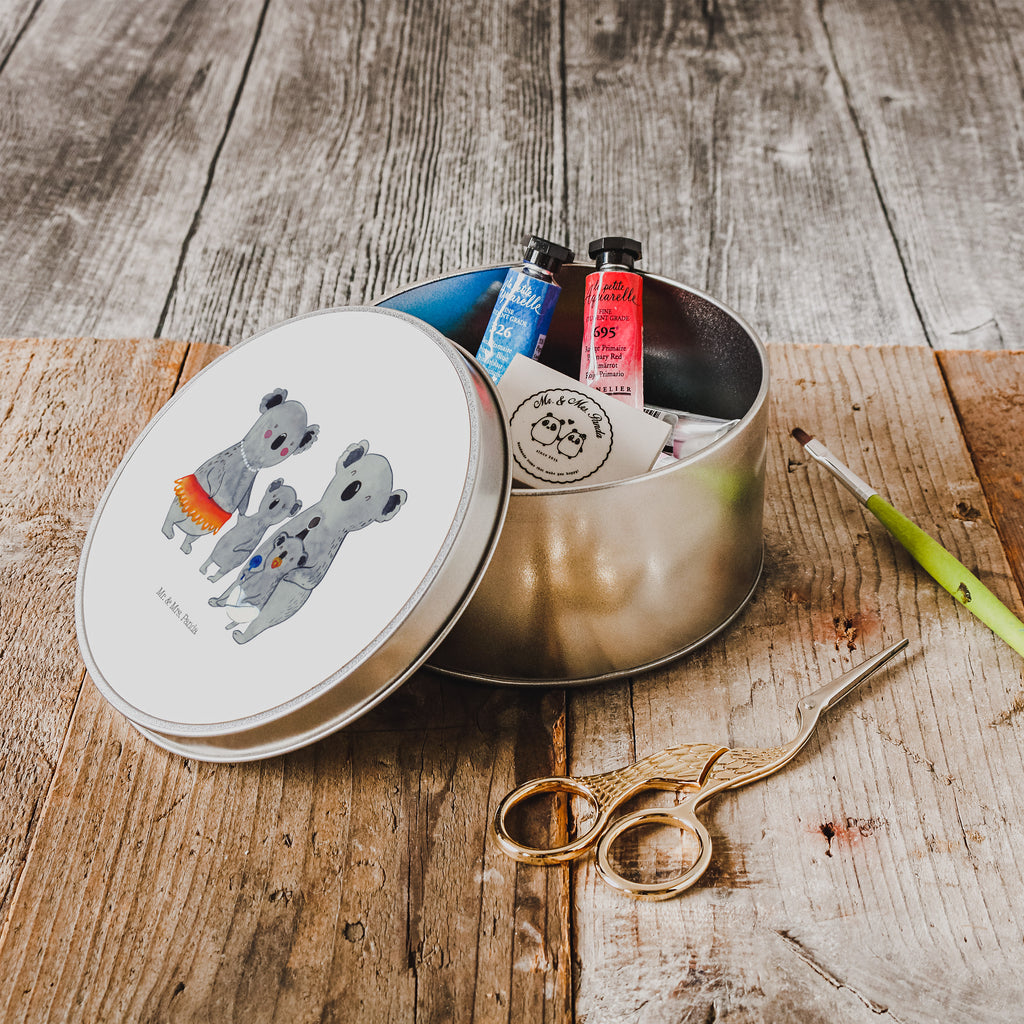 Blechdose rund Koala Familie Metalldose, Keksdose, Dose, Vorratsdose, Geschenkbox, Familie, Vatertag, Muttertag, Bruder, Schwester, Mama, Papa, Oma, Opa, Koala, Koalas, Family, Kinder, Geschwister, Familienleben