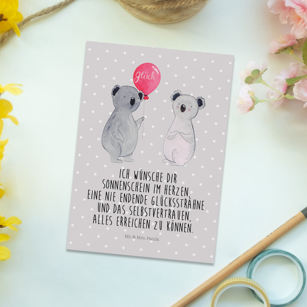 Postkarte Koala Luftballon Geschenkkarte, Grußkarte, Karte, Einladung, Ansichtskarte, Geburtstagskarte, Einladungskarte, Dankeskarte, Koala, Koalabär, Luftballon, Party, Geburtstag, Geschenk
