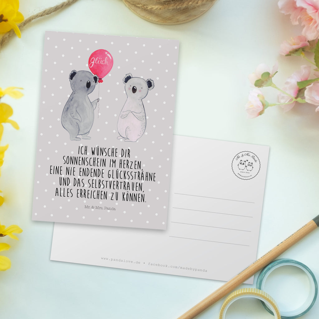 Postkarte Koala Luftballon Geschenkkarte, Grußkarte, Karte, Einladung, Ansichtskarte, Geburtstagskarte, Einladungskarte, Dankeskarte, Koala, Koalabär, Luftballon, Party, Geburtstag, Geschenk