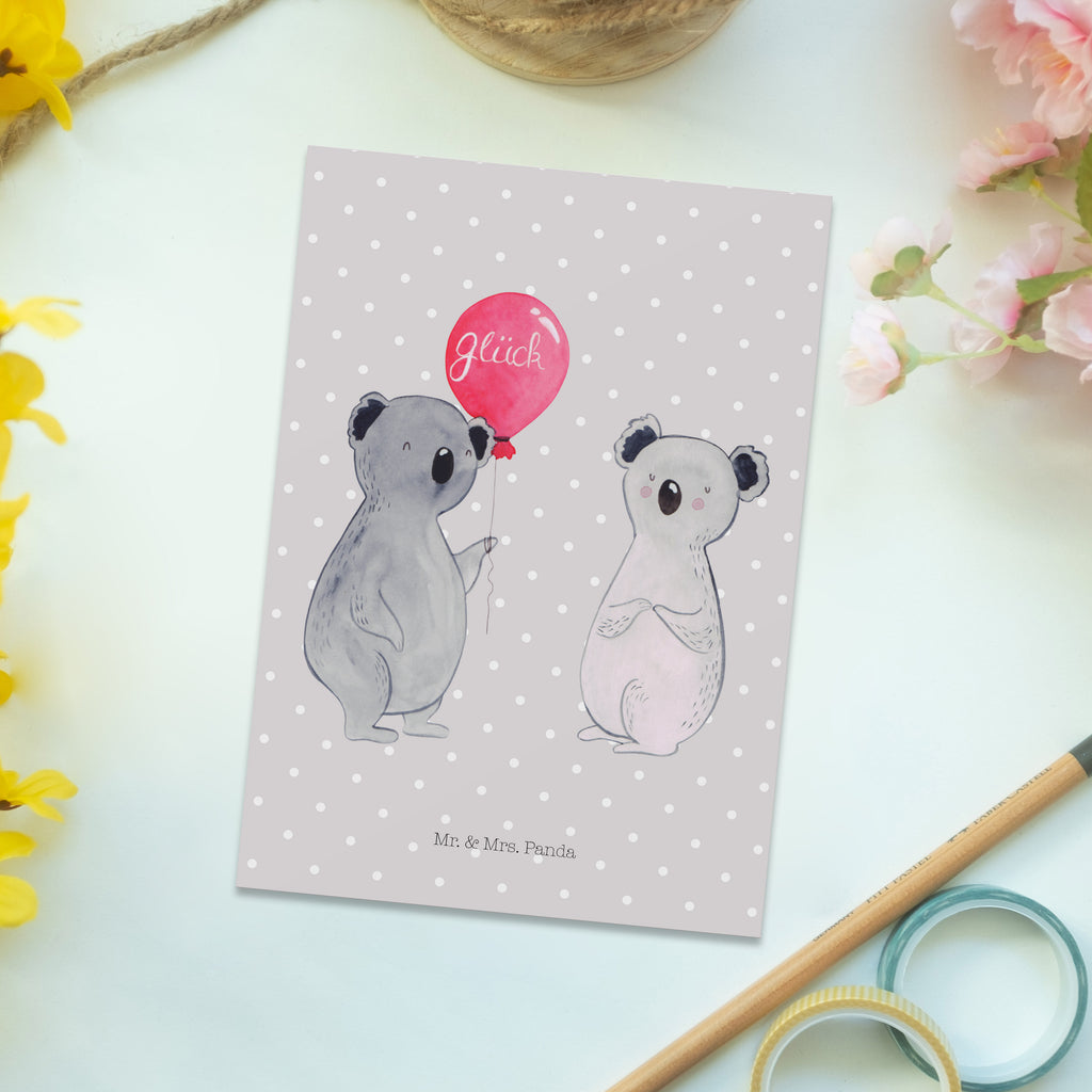 Postkarte Koala Luftballon Geschenkkarte, Grußkarte, Karte, Einladung, Ansichtskarte, Geburtstagskarte, Einladungskarte, Dankeskarte, Koala, Koalabär, Luftballon, Party, Geburtstag, Geschenk