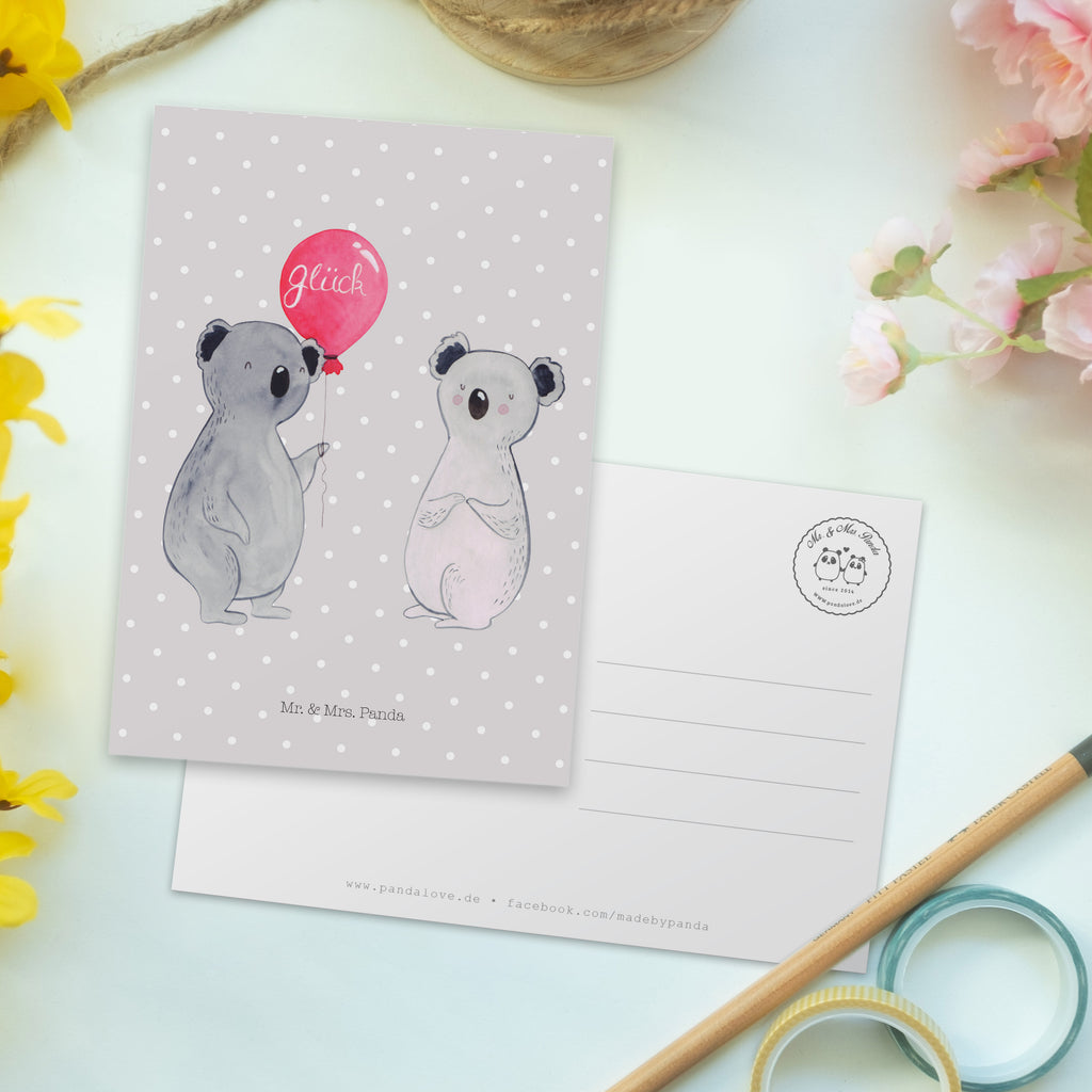 Postkarte Koala Luftballon Geschenkkarte, Grußkarte, Karte, Einladung, Ansichtskarte, Geburtstagskarte, Einladungskarte, Dankeskarte, Koala, Koalabär, Luftballon, Party, Geburtstag, Geschenk