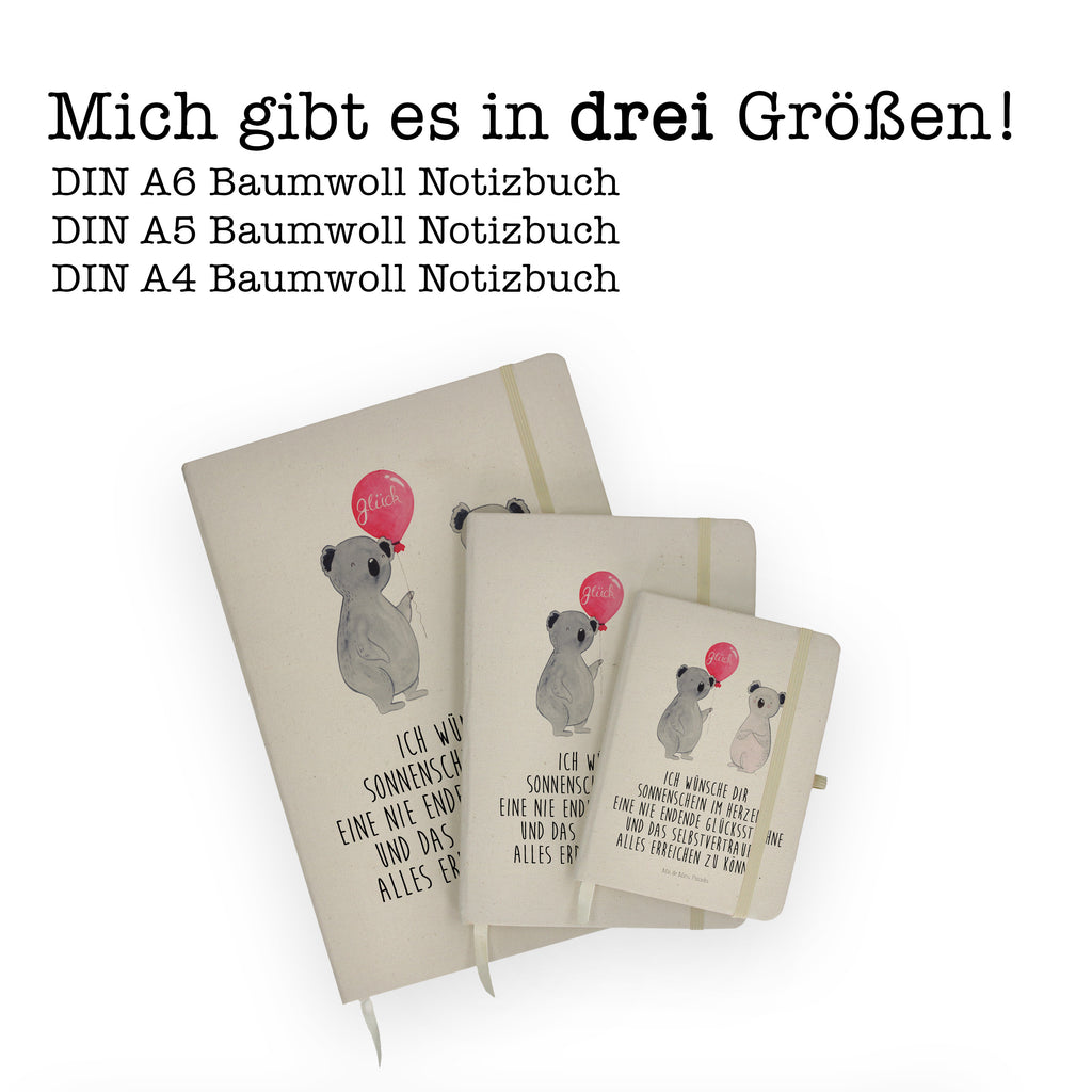 DIN A4 Baumwoll Notizbuch Koala Luftballon Notizen, Eintragebuch, Tagebuch, Notizblock, Adressbuch, Journal, Kladde, Skizzenbuch, Notizheft, Schreibbuch, Schreibheft, Koala, Koalabär, Luftballon, Party, Geburtstag, Geschenk