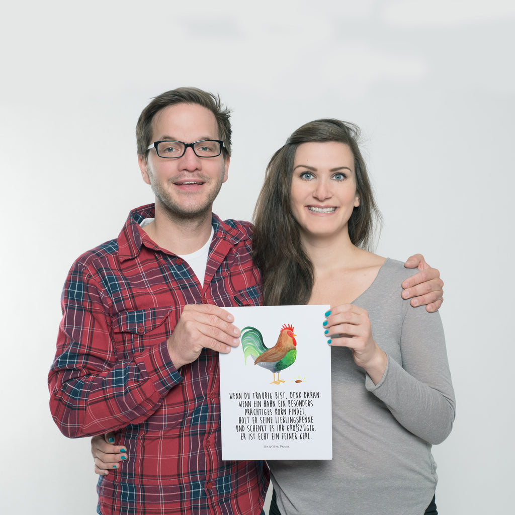 Poster Hahn mit Korn Poster, Wandposter, Bild, Wanddeko, Küchenposter, Kinderposter, Wanddeko Bild, Raumdekoration, Wanddekoration, Handgemaltes Poster, Mr. & Mrs. Panda Poster, Designposter, Kunstdruck, Posterdruck, Bauernhof, Hoftiere, Landwirt, Landwirtin, Hahn, Korn, Henne, Eier, Natur