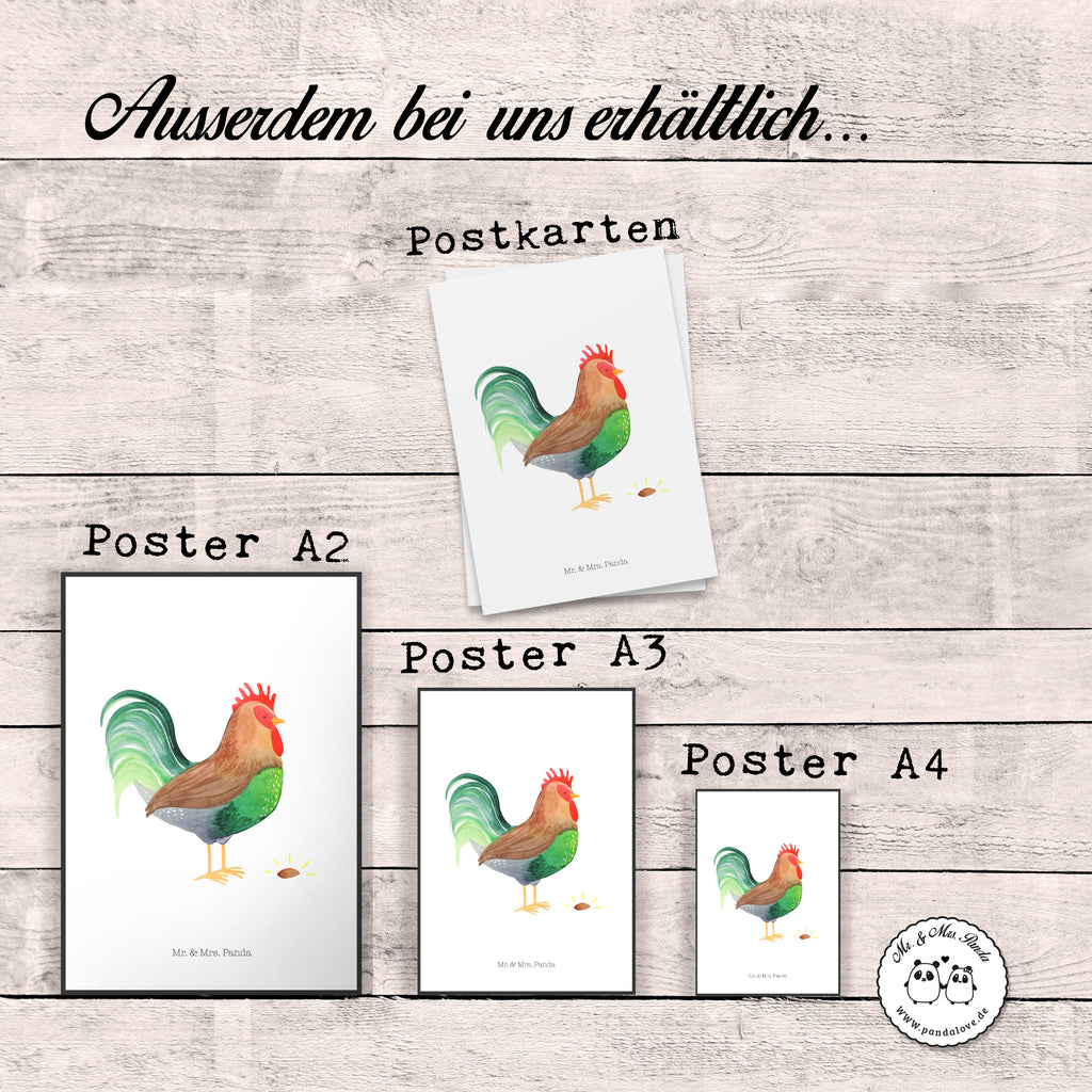 Poster Hahn mit Korn Poster, Wandposter, Bild, Wanddeko, Küchenposter, Kinderposter, Wanddeko Bild, Raumdekoration, Wanddekoration, Handgemaltes Poster, Mr. & Mrs. Panda Poster, Designposter, Kunstdruck, Posterdruck, Bauernhof, Hoftiere, Landwirt, Landwirtin, Hahn, Korn, Henne, Eier, Natur