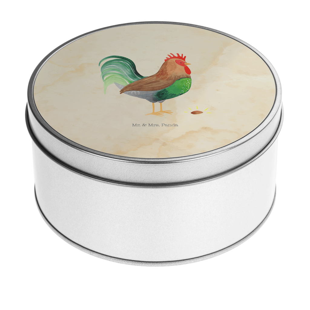 Blechdose rund Hahn mit Korn Metalldose, Keksdose, Dose, Vorratsdose, Geschenkbox, Bauernhof, Hoftiere, Landwirt, Landwirtin, Hahn, Korn, Henne, Eier, Natur