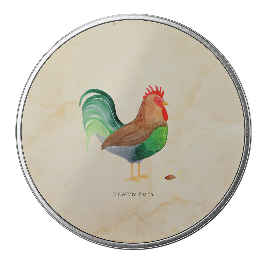 Blechdose rund Hahn mit Korn Metalldose, Keksdose, Dose, Vorratsdose, Geschenkbox, Bauernhof, Hoftiere, Landwirt, Landwirtin, Hahn, Korn, Henne, Eier, Natur
