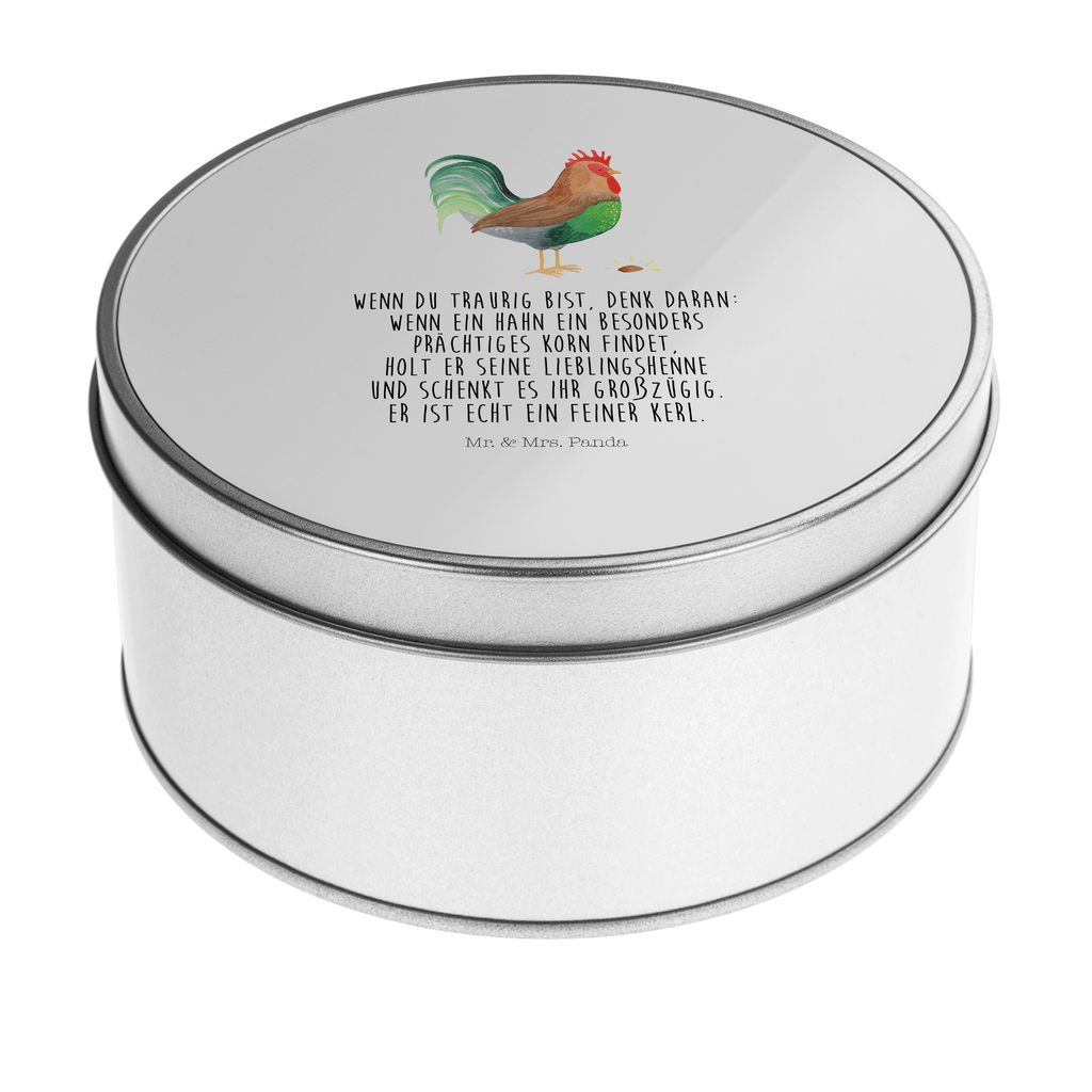 Blechdose rund Hahn mit Korn Metalldose, Keksdose, Dose, Vorratsdose, Geschenkbox, Bauernhof, Hoftiere, Landwirt, Landwirtin, Hahn, Korn, Henne, Eier, Natur