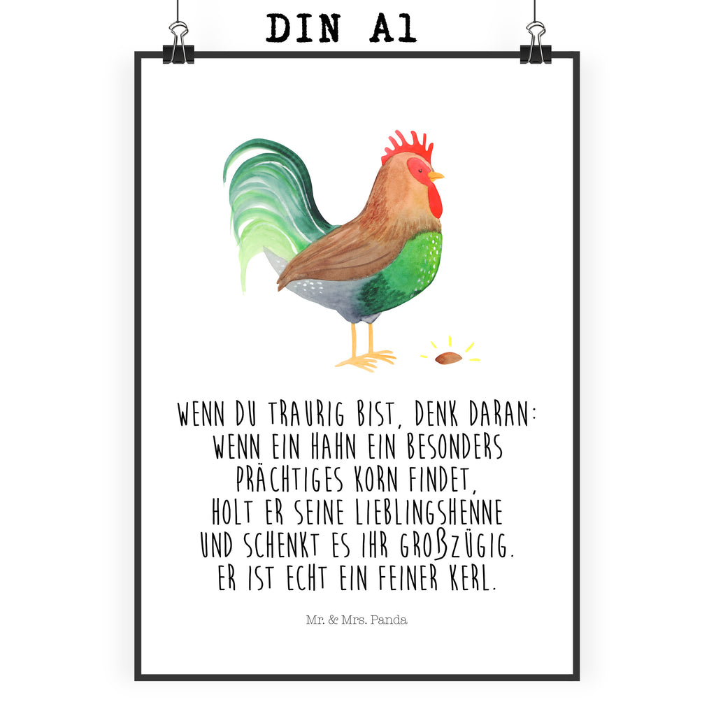 Poster Hahn mit Korn Poster, Wandposter, Bild, Wanddeko, Küchenposter, Kinderposter, Wanddeko Bild, Raumdekoration, Wanddekoration, Handgemaltes Poster, Mr. & Mrs. Panda Poster, Designposter, Kunstdruck, Posterdruck, Bauernhof, Hoftiere, Landwirt, Landwirtin, Hahn, Korn, Henne, Eier, Natur