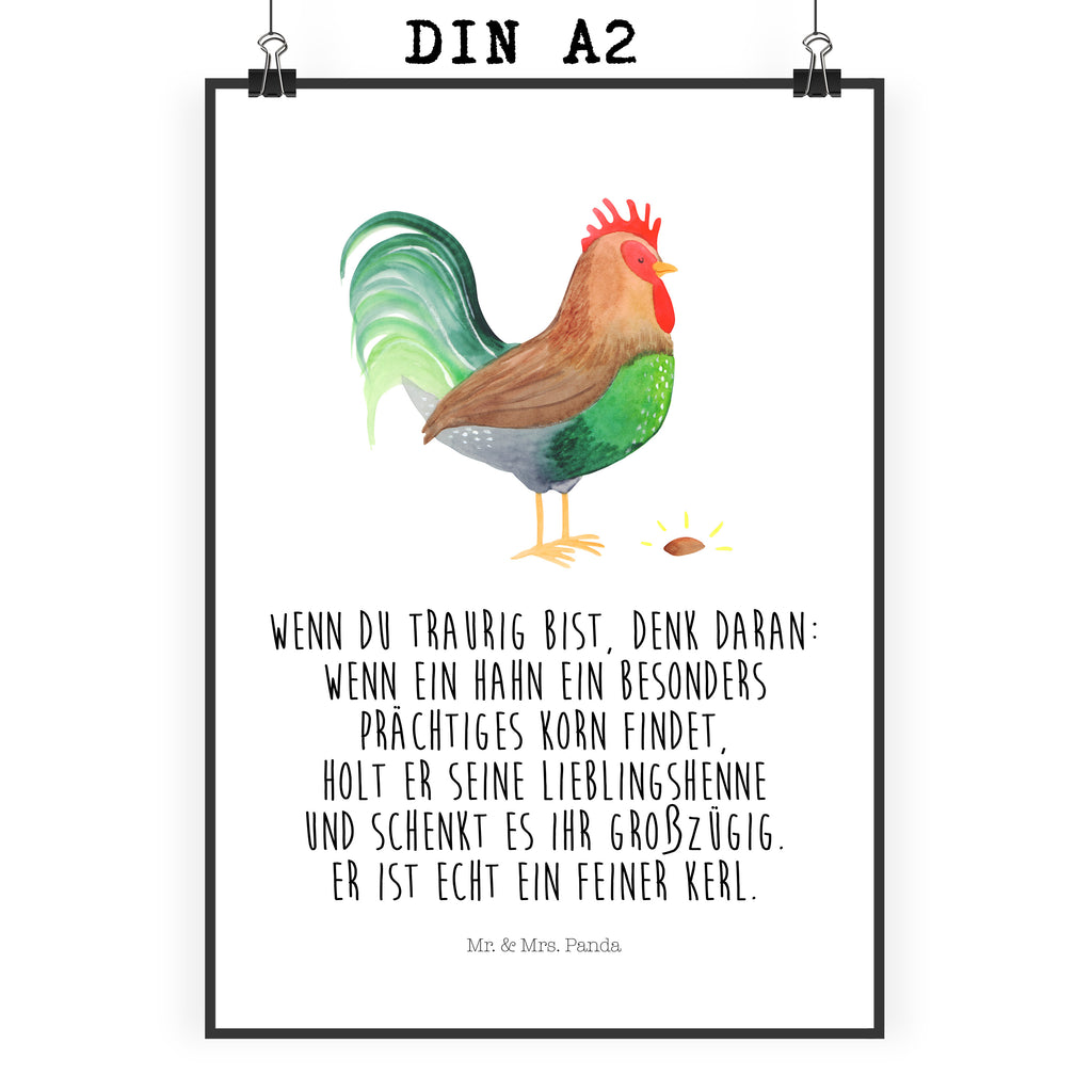 Poster Hahn mit Korn Poster, Wandposter, Bild, Wanddeko, Küchenposter, Kinderposter, Wanddeko Bild, Raumdekoration, Wanddekoration, Handgemaltes Poster, Mr. & Mrs. Panda Poster, Designposter, Kunstdruck, Posterdruck, Bauernhof, Hoftiere, Landwirt, Landwirtin, Hahn, Korn, Henne, Eier, Natur