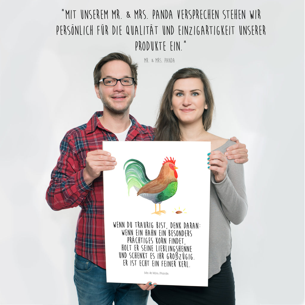 Poster Hahn mit Korn Poster, Wandposter, Bild, Wanddeko, Küchenposter, Kinderposter, Wanddeko Bild, Raumdekoration, Wanddekoration, Handgemaltes Poster, Mr. & Mrs. Panda Poster, Designposter, Kunstdruck, Posterdruck, Bauernhof, Hoftiere, Landwirt, Landwirtin, Hahn, Korn, Henne, Eier, Natur