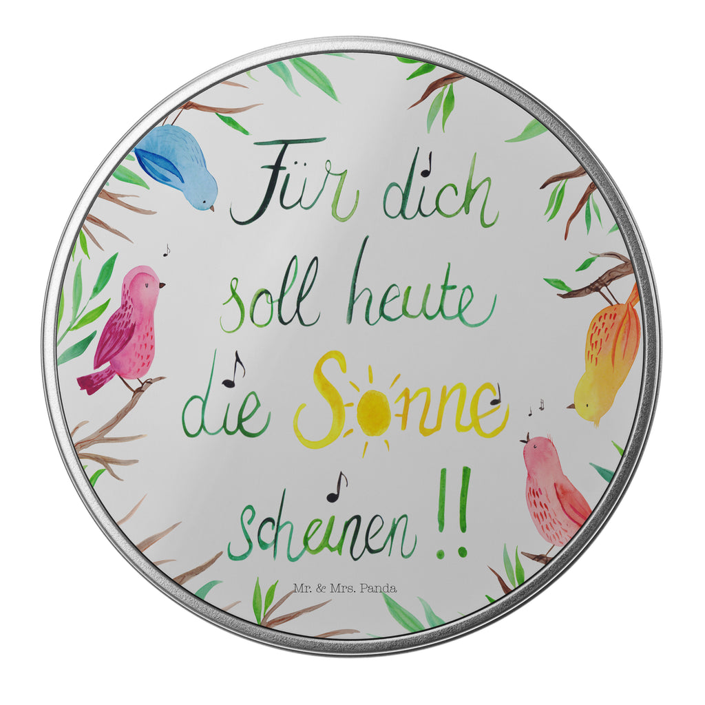 Blechdose rund Vögel Sonne Metalldose, Keksdose, Dose, Vorratsdose, Geschenkbox, Blumen Deko, Frühlings Deko, Sommer Deko, Dekoration, positive Botschaft, Naturliebhaber, Outdoor, Natur, Abenteuer