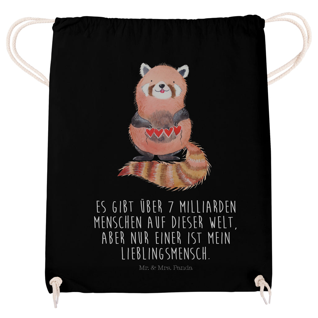 Sportbeutel Roter Panda Turnbeutel, Beutel, Sporttasche, Tasche, Stoffbeutel, Tiermotive, Gute Laune, lustige Sprüche, Tiere, Panda, Liebe, Rot, Herz, Liebling, Lieblingsmensch