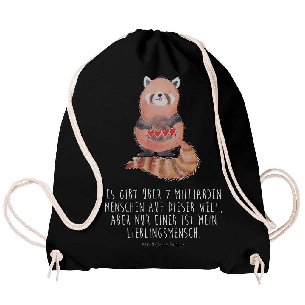 Sportbeutel Roter Panda Turnbeutel, Beutel, Sporttasche, Tasche, Stoffbeutel, Tiermotive, Gute Laune, lustige Sprüche, Tiere, Panda, Liebe, Rot, Herz, Liebling, Lieblingsmensch