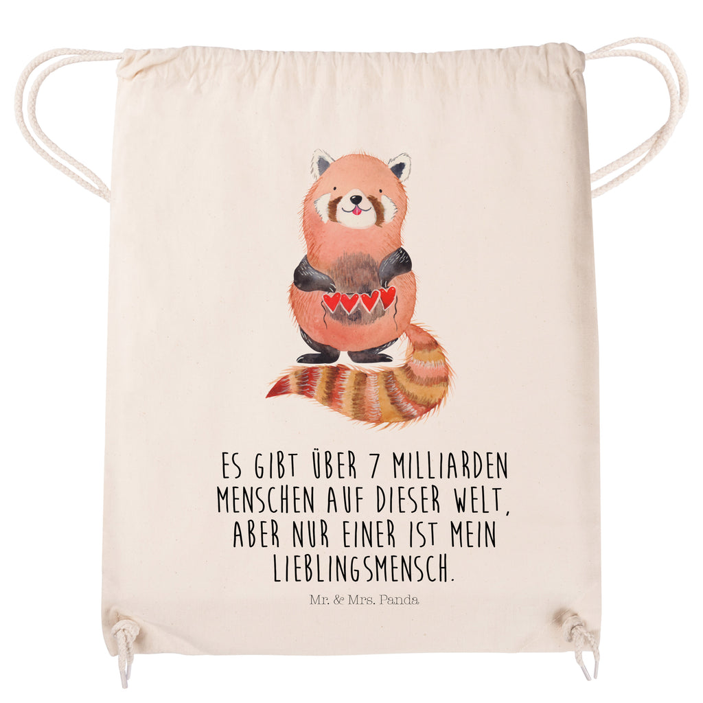 Sportbeutel Roter Panda Turnbeutel, Beutel, Sporttasche, Tasche, Stoffbeutel, Tiermotive, Gute Laune, lustige Sprüche, Tiere, Panda, Liebe, Rot, Herz, Liebling, Lieblingsmensch