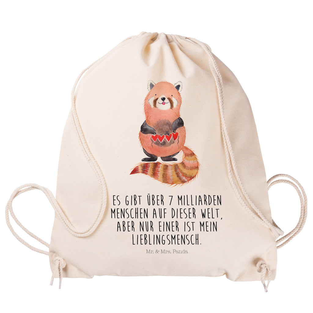 Sportbeutel Roter Panda Turnbeutel, Beutel, Sporttasche, Tasche, Stoffbeutel, Tiermotive, Gute Laune, lustige Sprüche, Tiere, Panda, Liebe, Rot, Herz, Liebling, Lieblingsmensch