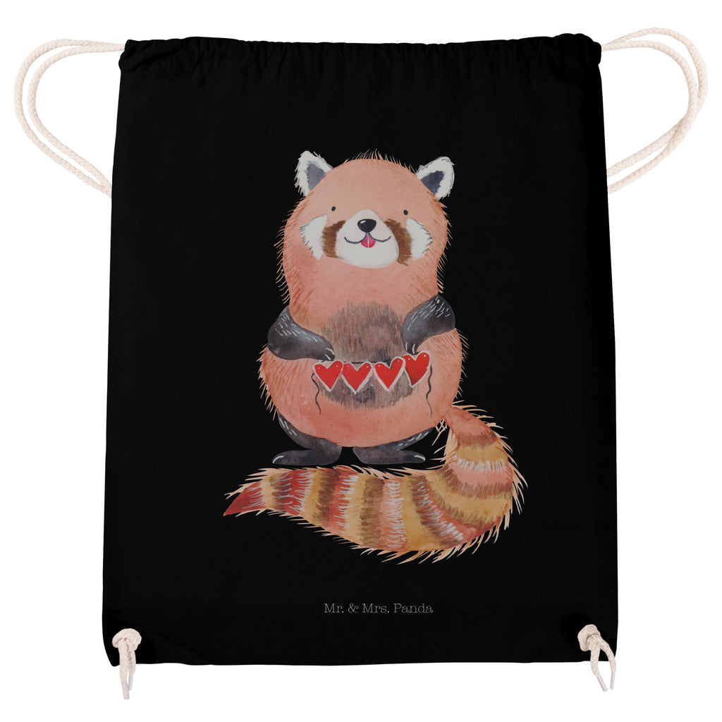 Sportbeutel Roter Panda Turnbeutel, Beutel, Sporttasche, Tasche, Stoffbeutel, Tiermotive, Gute Laune, lustige Sprüche, Tiere, Panda, Liebe, Rot, Herz, Liebling, Lieblingsmensch
