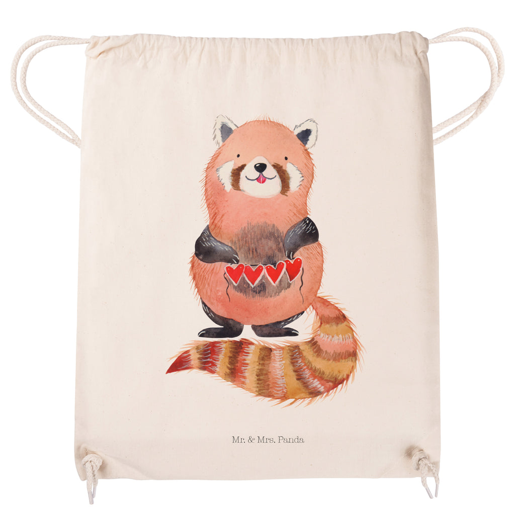 Sportbeutel Roter Panda Turnbeutel, Beutel, Sporttasche, Tasche, Stoffbeutel, Tiermotive, Gute Laune, lustige Sprüche, Tiere, Panda, Liebe, Rot, Herz, Liebling, Lieblingsmensch