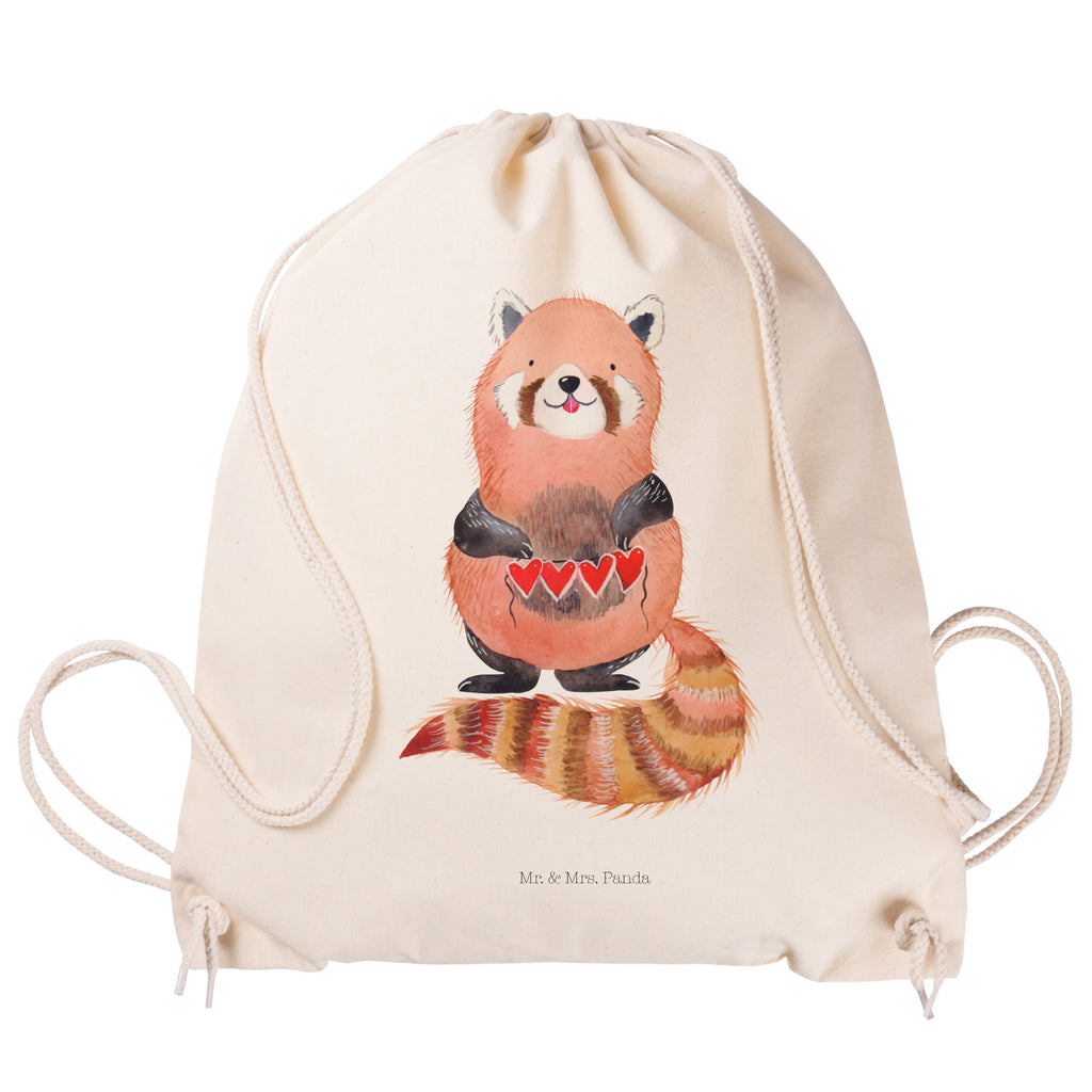 Sportbeutel Roter Panda Turnbeutel, Beutel, Sporttasche, Tasche, Stoffbeutel, Tiermotive, Gute Laune, lustige Sprüche, Tiere, Panda, Liebe, Rot, Herz, Liebling, Lieblingsmensch