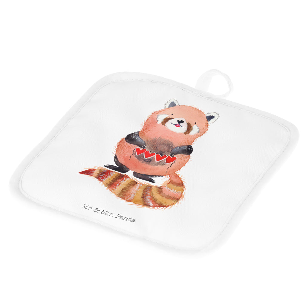 2er Set Topflappen  Roter Panda Topflappen, Topfuntersetzer, Ofenhandschuh, Topflappen Set, Topflappen lustig, Topflappen mit Spruch, Tiermotive, Gute Laune, lustige Sprüche, Tiere, Panda, Liebe, Rot, Herz, Liebling, Lieblingsmensch