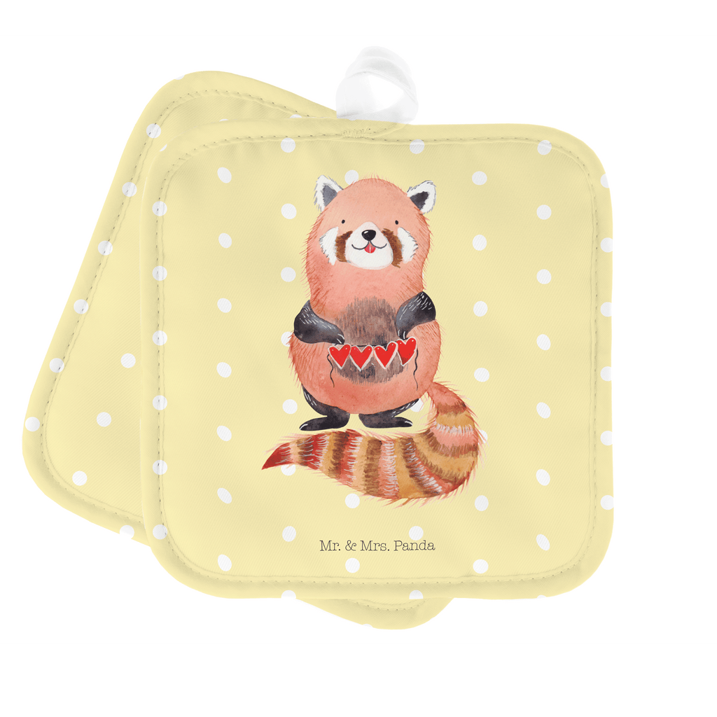 2er Set Topflappen  Roter Panda Topflappen, Topfuntersetzer, Ofenhandschuh, Topflappen Set, Topflappen lustig, Topflappen mit Spruch, Tiermotive, Gute Laune, lustige Sprüche, Tiere, Panda, Liebe, Rot, Herz, Liebling, Lieblingsmensch