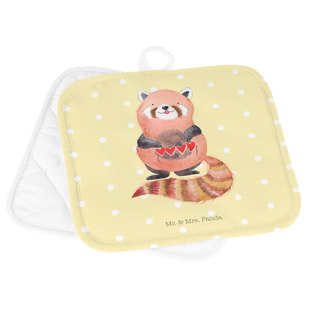 2er Set Topflappen  Roter Panda Topflappen, Topfuntersetzer, Ofenhandschuh, Topflappen Set, Topflappen lustig, Topflappen mit Spruch, Tiermotive, Gute Laune, lustige Sprüche, Tiere, Panda, Liebe, Rot, Herz, Liebling, Lieblingsmensch