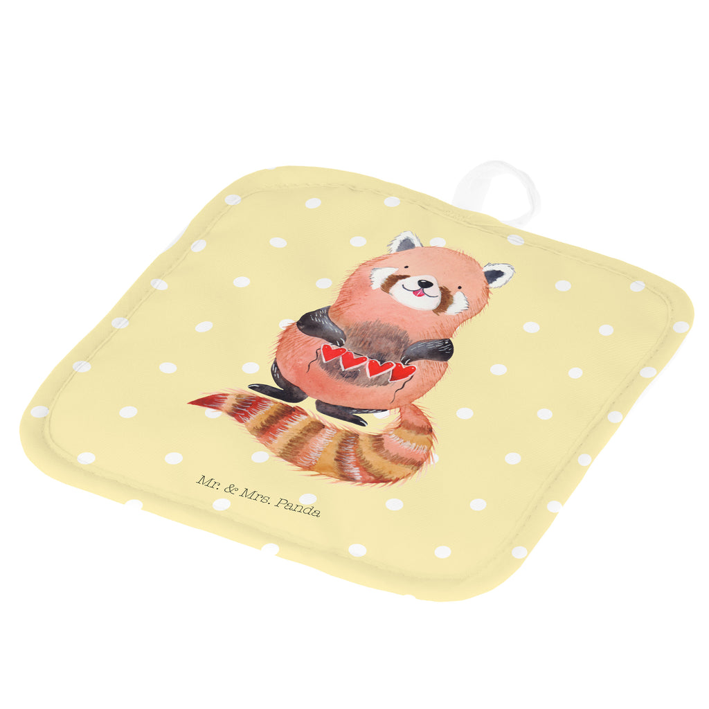 2er Set Topflappen  Roter Panda Topflappen, Topfuntersetzer, Ofenhandschuh, Topflappen Set, Topflappen lustig, Topflappen mit Spruch, Tiermotive, Gute Laune, lustige Sprüche, Tiere, Panda, Liebe, Rot, Herz, Liebling, Lieblingsmensch