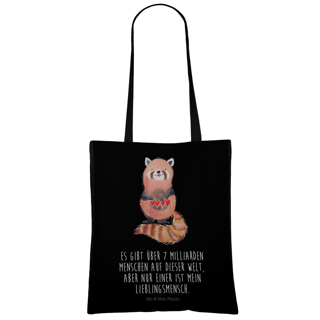 Tragetasche Roter Panda Beuteltasche, Beutel, Einkaufstasche, Jutebeutel, Stoffbeutel, Tiermotive, Gute Laune, lustige Sprüche, Tiere, Panda, Liebe, Rot, Herz, Liebling, Lieblingsmensch