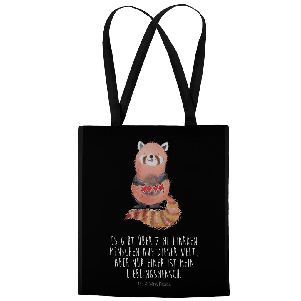 Tragetasche Roter Panda Beuteltasche, Beutel, Einkaufstasche, Jutebeutel, Stoffbeutel, Tiermotive, Gute Laune, lustige Sprüche, Tiere, Panda, Liebe, Rot, Herz, Liebling, Lieblingsmensch