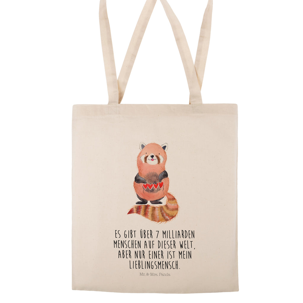 Tragetasche Roter Panda Beuteltasche, Beutel, Einkaufstasche, Jutebeutel, Stoffbeutel, Tiermotive, Gute Laune, lustige Sprüche, Tiere, Panda, Liebe, Rot, Herz, Liebling, Lieblingsmensch