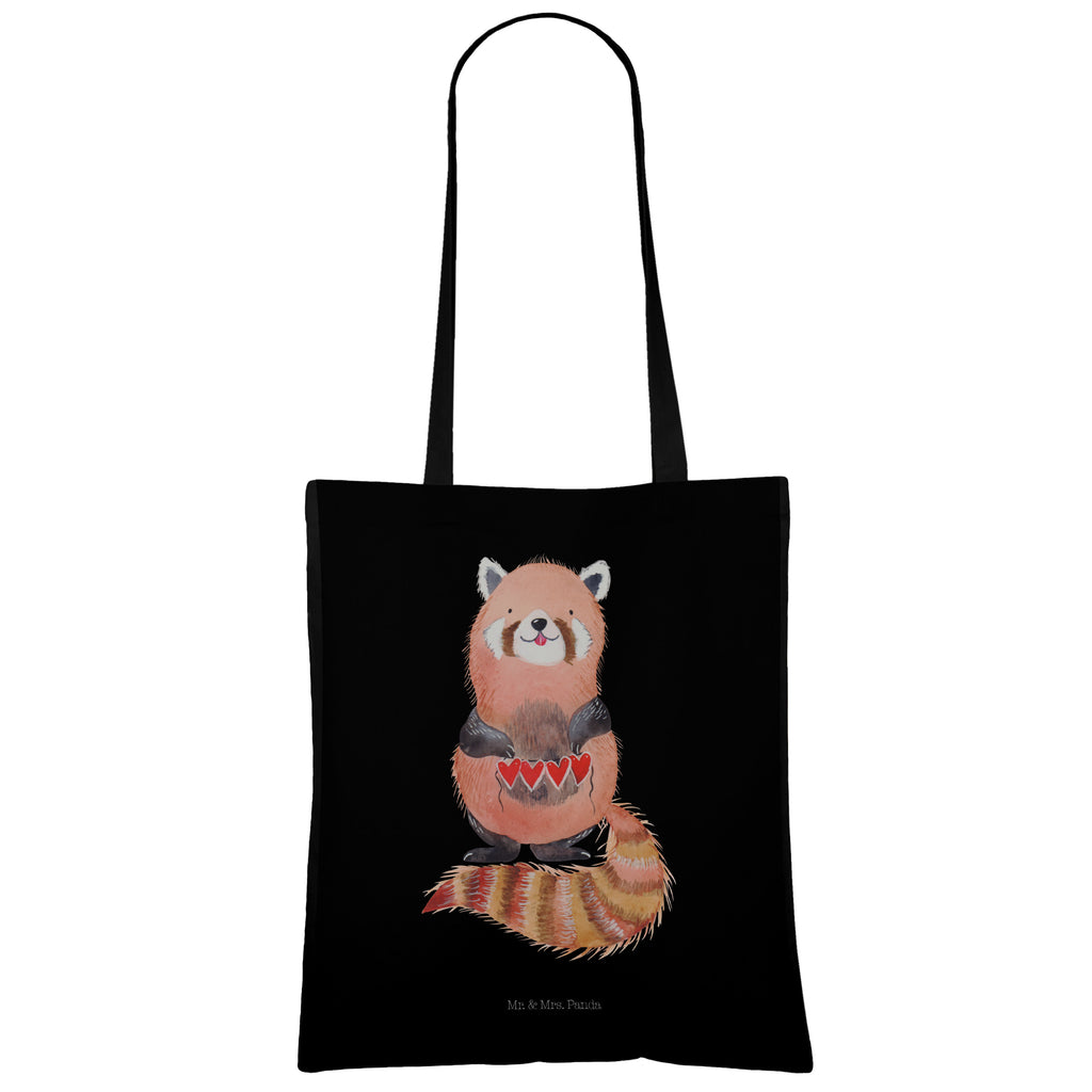 Tragetasche Roter Panda Beuteltasche, Beutel, Einkaufstasche, Jutebeutel, Stoffbeutel, Tiermotive, Gute Laune, lustige Sprüche, Tiere, Panda, Liebe, Rot, Herz, Liebling, Lieblingsmensch