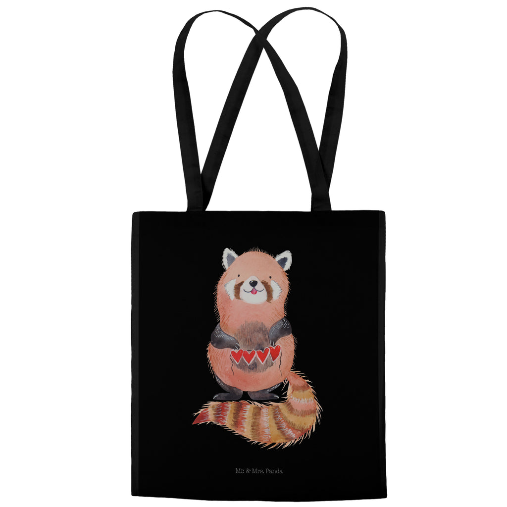 Tragetasche Roter Panda Beuteltasche, Beutel, Einkaufstasche, Jutebeutel, Stoffbeutel, Tiermotive, Gute Laune, lustige Sprüche, Tiere, Panda, Liebe, Rot, Herz, Liebling, Lieblingsmensch