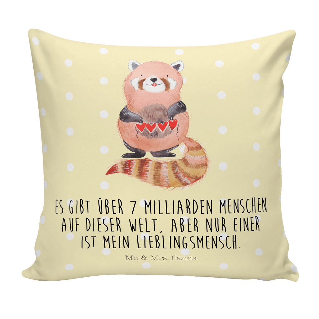40x40 Kissen Roter Panda Kissenhülle, Kopfkissen, Sofakissen, Dekokissen, Motivkissen, Tiermotive, Gute Laune, lustige Sprüche, Tiere, Panda, Liebe, Rot, Herz, Liebling, Lieblingsmensch
