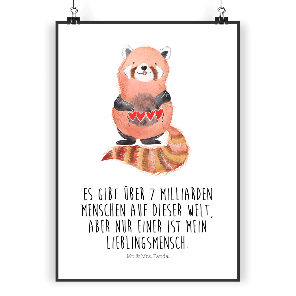 Poster Roter Panda Poster, Wandposter, Bild, Wanddeko, Küchenposter, Kinderposter, Wanddeko Bild, Raumdekoration, Wanddekoration, Handgemaltes Poster, Mr. & Mrs. Panda Poster, Designposter, Kunstdruck, Posterdruck, Tiermotive, Gute Laune, lustige Sprüche, Tiere, Panda, Liebe, Rot, Herz, Liebling, Lieblingsmensch