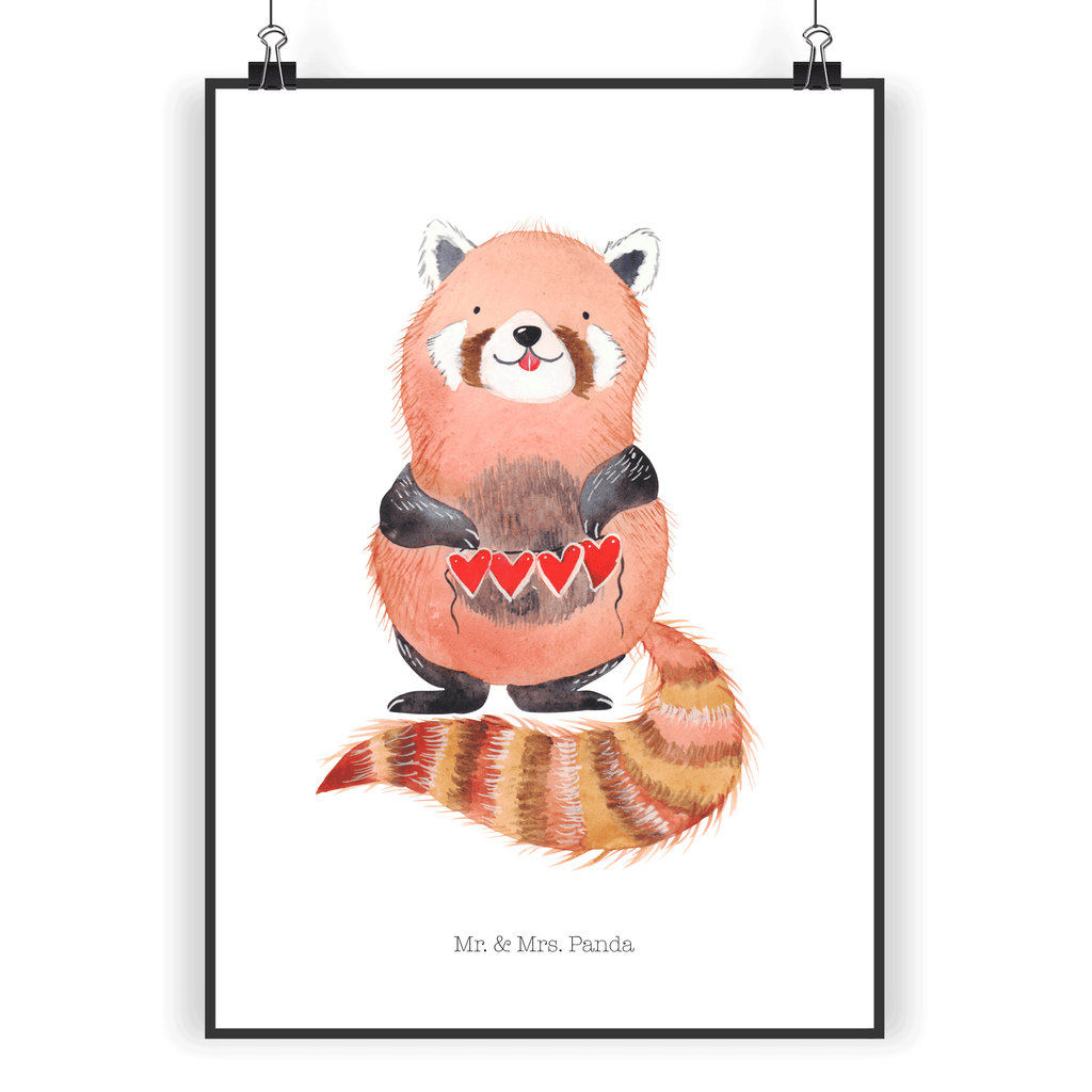 Poster Roter Panda Poster, Wandposter, Bild, Wanddeko, Küchenposter, Kinderposter, Wanddeko Bild, Raumdekoration, Wanddekoration, Handgemaltes Poster, Mr. & Mrs. Panda Poster, Designposter, Kunstdruck, Posterdruck, Tiermotive, Gute Laune, lustige Sprüche, Tiere, Panda, Liebe, Rot, Herz, Liebling, Lieblingsmensch