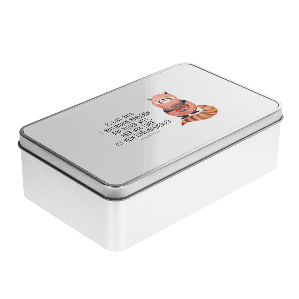 Metalldose rechteckig Roter Panda Blechdose, Metalldose, Blechbox, Container, Keksdose, Vorratsdose, Vorratsbox, Döschen, Versperbox, Vesperdose, Aufbewahrungsdose, Aufbewahrungsbox, Aluminiumdose, Dose, Tiermotive, Gute Laune, lustige Sprüche, Tiere, Panda, Liebe, Rot, Herz, Liebling, Lieblingsmensch