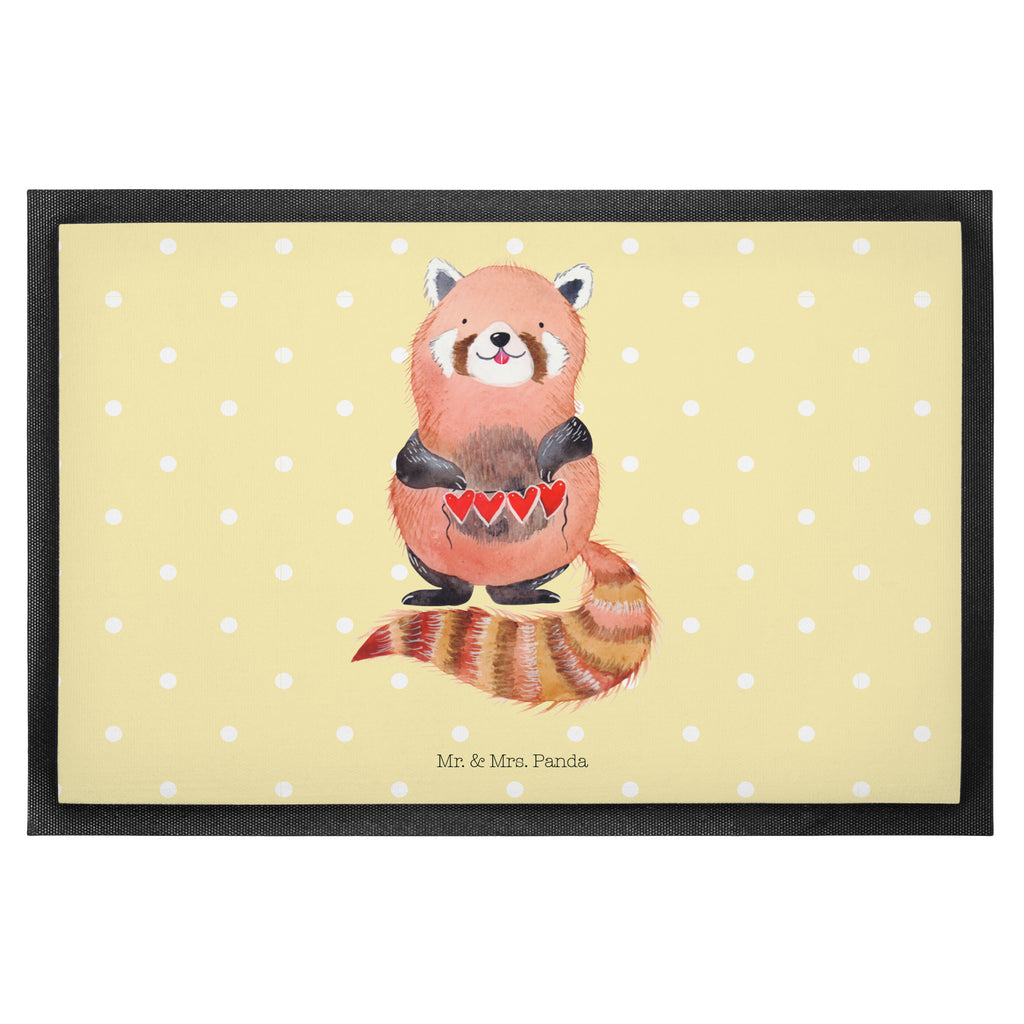 Fußmatte Roter Panda Panda, Liebe, Rot, Herz, Liebling, Lieblingsmensch Türvorleger, Schmutzmatte, Fußabtreter, Matte, Schmutzfänger, Fußabstreifer, Schmutzfangmatte, Türmatte, Motivfußmatte,  Haustürmatte, Vorleger  süße Tiermotive, gute Laune, lustige Sprüche, Tiere