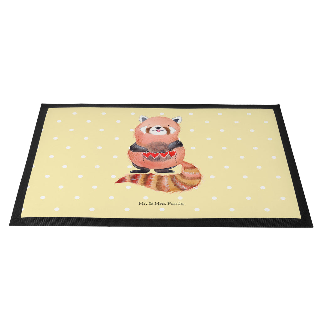 Fußmatte Roter Panda Panda, Liebe, Rot, Herz, Liebling, Lieblingsmensch Türvorleger, Schmutzmatte, Fußabtreter, Matte, Schmutzfänger, Fußabstreifer, Schmutzfangmatte, Türmatte, Motivfußmatte,  Haustürmatte, Vorleger  süße Tiermotive, gute Laune, lustige Sprüche, Tiere