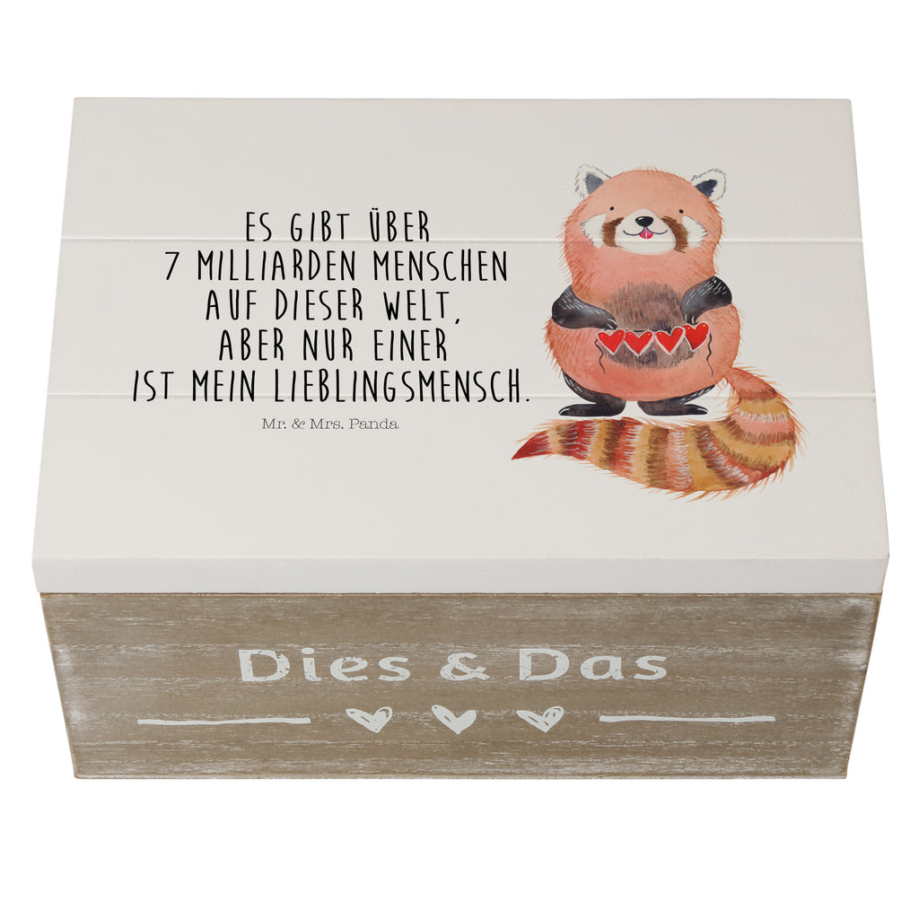 Holzkiste Roter Panda Holzkiste, Kiste, Schatzkiste, Truhe, Schatulle, XXL, Erinnerungsbox, Erinnerungskiste, Dekokiste, Aufbewahrungsbox, Tiermotive, Gute Laune, lustige Sprüche, Tiere, Panda, Liebe, Rot, Herz, Liebling, Lieblingsmensch