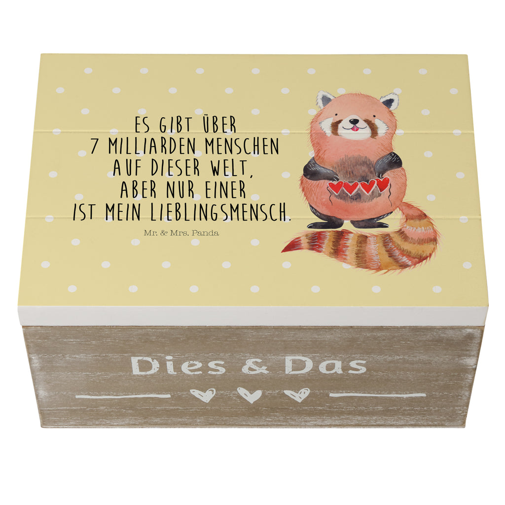 Holzkiste Roter Panda Holzkiste, Kiste, Schatzkiste, Truhe, Schatulle, XXL, Erinnerungsbox, Erinnerungskiste, Dekokiste, Aufbewahrungsbox, Tiermotive, Gute Laune, lustige Sprüche, Tiere, Panda, Liebe, Rot, Herz, Liebling, Lieblingsmensch