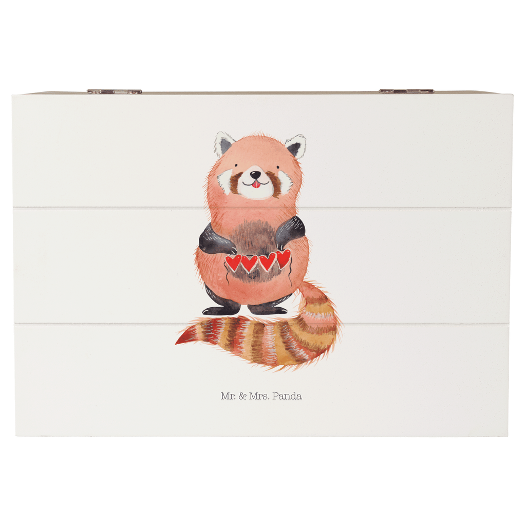 Holzkiste Roter Panda Holzkiste, Kiste, Schatzkiste, Truhe, Schatulle, XXL, Erinnerungsbox, Erinnerungskiste, Dekokiste, Aufbewahrungsbox, Tiermotive, Gute Laune, lustige Sprüche, Tiere, Panda, Liebe, Rot, Herz, Liebling, Lieblingsmensch
