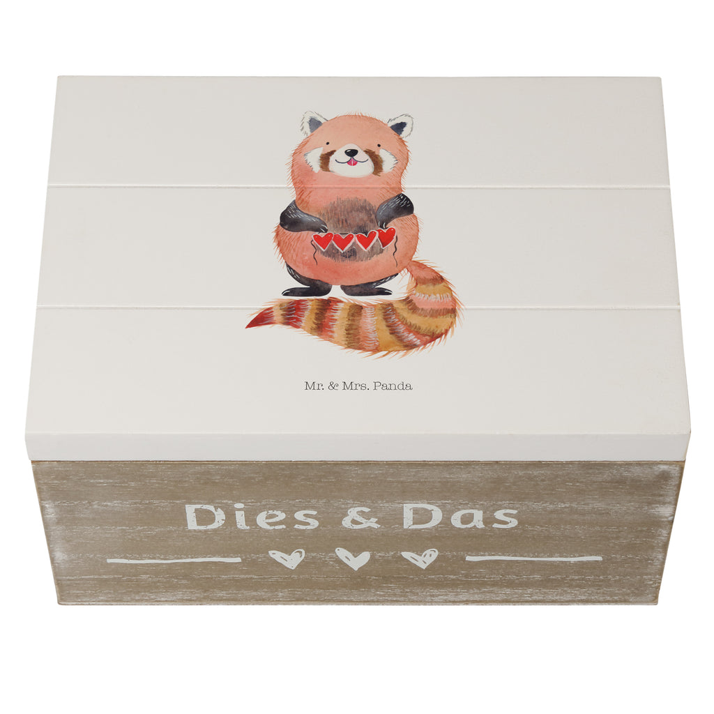 Holzkiste Roter Panda Holzkiste, Kiste, Schatzkiste, Truhe, Schatulle, XXL, Erinnerungsbox, Erinnerungskiste, Dekokiste, Aufbewahrungsbox, Tiermotive, Gute Laune, lustige Sprüche, Tiere, Panda, Liebe, Rot, Herz, Liebling, Lieblingsmensch