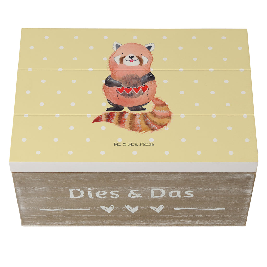 Holzkiste Roter Panda Holzkiste, Kiste, Schatzkiste, Truhe, Schatulle, XXL, Erinnerungsbox, Erinnerungskiste, Dekokiste, Aufbewahrungsbox, Tiermotive, Gute Laune, lustige Sprüche, Tiere, Panda, Liebe, Rot, Herz, Liebling, Lieblingsmensch